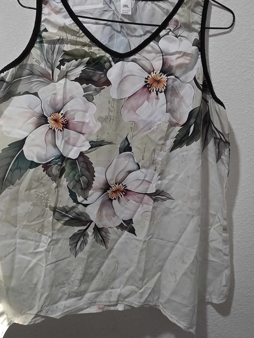 Women's Floral Tank Camisole in Cream and Pink - Sleeveless Top